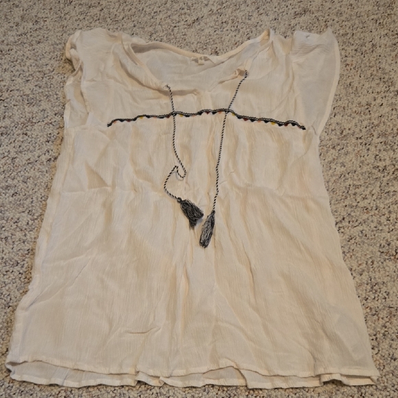 Maurices Tops - Maurices Cream Blouse with Tassel Accent